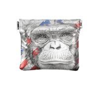 Amooorous Cartoon Monkey 4th of July Independence Day PU Leather Small Coin Fancy Pocket Purse Makeup Bag for Men Women Travel, Cartoon Monkey 4th of July Independence Day, 1 size