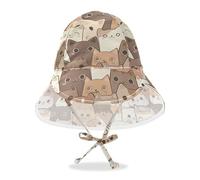 Amooorous Chapeaux de plage unisexe pour bébé avec motif chaton mignon dessin animé, chapeau de plage pour bébé fille, protection solaire, tour de cou à rabat