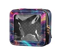 Amooorous Color Dream Trousse de toilette en cuir transparent Motif étoile, Color Dream Fluo Star River, 1 size