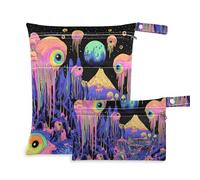 Amooorous Colorful Landscape Psychédélique Lavable Sac à Vêtements Humides Lot de 2 Accessoires de Voyage Aviation avec Poignée pour Garderie Couches pour Bébé