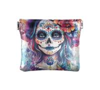 Amooorous Dia De Los Muertos Porte-monnaie Mexicain Mystère Femme De Couleur PU Cuir Petite Monnaie Mignon Pour Femme, Dia De Los Muertos Femme Mystère Mexicaine de Couleur, 1 size