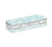 Amooorous Dreamy Baby Boîte en plastique pour crayons, stylos à double étage avec couvercle hermétique Motif nuages Bleu