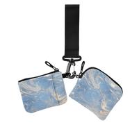 Amooorous Fantasy Dream Lot de 2 portefeuilles doubles pour cartes de visite avec poche zippée pour femme Bleu et doré, Rêve Fantaisie Bleu et Or, 1 size, Décontracté