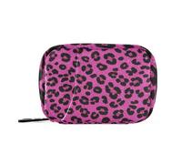Amooorous Faux sac à pharmacie à paillettes imprimé léopard rose rouge pour femme avec compartiments amovibles organisateur de médicaments de voyage pour sac à main