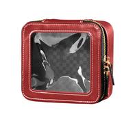 Amooorous Firebrick Mini trousse de toilette de voyage transparente et imperméable Bordeaux uni, Brique réfractaire, couleur unie, bordeaux uni, 1 size