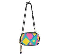 Amooorous Formes géométriques colorées fleurs jaunes West Sac à main à bandoulière pour femme Confort avec sangle réglable Sac pour téléphone portable Go shopping carteras elegantes para mujer