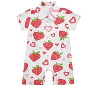 Amooorous Fraise Country Style Valentine Coton 1 Pièce Barboteuse Col Polo Bébé Unisexe Vêtements pour Jouer Ropa Doux Para Bebé NinA 24M