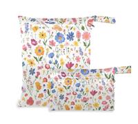 Amooorous Fresh Safari Spring Flowers Lot de 2 sacs à langer réutilisables avec poignées pour le yoga, les couches de bébé
