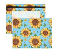 Amooorous Fuuny Lot de 2 trousses à crayons multifonctions pour papier A4 Motif tournesol