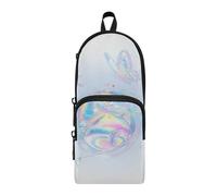 Amooorous Glassy Butterfly Planet Trousse à crayons en nylon à 3 compartiments pour étudiants universitaires et esthétiques pour filles Papeterie scolaire pour filles Preppy School 1600 ml