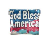 Amooorous God Bless America 4th of July Independence Day Petit porte-monnaie en cuir pour femme, God Bless America 4th of July Independence Day, 1 size