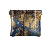 Amooorous Golden Christmas Tree Petit porte-monnaie en cuir pour femme Motif sapin de Noël, Sapin de Noël doré, 1 size