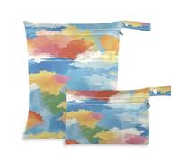 Amooorous Gouache Rainbow Lot de 2 sacs étanches pour maillot de bain avec poignées pour garderie, voyage