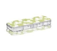 Amooorous Green Fresh Clover Boîte à crayons en plastique transparent à double étage pour fournitures de papeterie avec couvercle