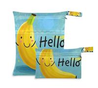 Amooorous Hello Cartoon Cute Yellow Banana Lot de 2 sacs étanches pour voyager et se baigner