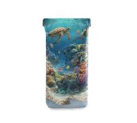 Amooorous Illusion d'optique 3D - Art mural sous l'eau - Avec dessus à presser - Étui à lunettes de voyage portable en cuir synthétique - Pour homme et femme
