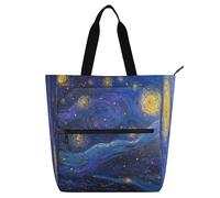 Amooorous Joli sac fourre-tout décoratif pour enfants, étudiants, adultes, ciel étoilé de minuit, étoiles, sac d'épicerie réutilisable avec poches à fermeture éclair pour le shopping, la plage
