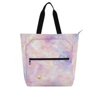 Amooorous Joli sac fourre-tout décoratif pour enfants, garçons et filles, adultes, texture marbre de luxe rose violet, sac d'épicerie léger et réutilisable avec poches à fermeture éclair pour l'école