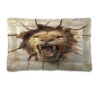 Amooorous Lion en colère avec trou fissuré 3D - Matelas lavable antidérapant doux et confortable pour chiens de taille moyenne et grande - 91,4 x 61 cm