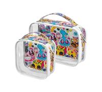 Amooorous Lot de 2 autocollants décoratifs transparents pour homme - Approuvé par la TSA - Pour voyage - Conforme aux normes de l'aéroport, Graffiti Art Trend Play Stickers, 1 size