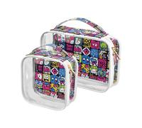 Amooorous Lot de 2 autocollants décoratifs transparents pour trousse de toilette pour femme approuvée par la TSA, Graffiti Art Trend Play Stickers, 1 size