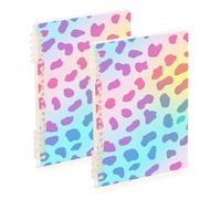 Amooorous Lot de 2 cahiers à spirales à spirale, format A5, imprimé léopard arc-en-ciel, 21,1 x 14,5 cm, reliure à spirale, large ligné, 60 feuilles pour planificateur et entreprise