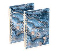 Amooorous Lot de 2 cahiers à spirales à spirales de format A5 avec gros plan d'un motif abstrait marbré 21,1 x 14,5 cm