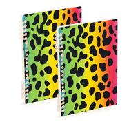 Amooorous Lot de 2 cahiers à spirales avec imprimé léopard arc-en-ciel chic A5 21,1 x 14,5 cm