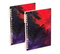 Amooorous Lot de 2 cahiers à spirales de 21,1 x 14,5 cm de format A5 - Couleurs pastel - Noir et rouge - Résistants à l'usure - 60 feuilles pour planificateur et affaires