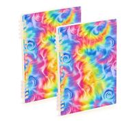 Amooorous Lot de 2 cahiers à spirales de 21,1 x 14,5 cm, lignés à spirales, format A5, couleurs arc-en-ciel, 60 feuilles pour les voyages et l'écriture