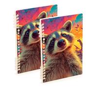 Amooorous Lot de 2 cahiers à spirales de format A5 - Motif dinosaure - 21,1 x 14,5 cm - Robuste - 60 feuilles - Pour planificateur et affaires