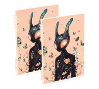 Amooorous Lot de 2 cahiers à spirales de science-fiction format A5 avec imprimé extraterrestre 21,1 x 14,5 cm, résistant à l'usure, 60 feuilles pour voyage et écriture