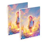 Amooorous Lot de 2 cahiers à spirales larges et lignés - Format A5 - Motif coucher de soleil doré sexy - 21,1 x 14,5 cm - 60 feuilles pour planificateur et affaires