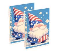 Amooorous Lot de 2 cahiers à spirales lignés bleus de format A5 - 21,1 x 14,5 cm - Thème du 4 juillet - Jour de l'indépendance - 60 feuilles pour l'école et le bureau