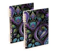 Amooorous Lot de 2 cahiers colorés à motif cachemire mat A5 pour l'école, 21,1 x 14,5 cm, reliure à spirale à spirale, 60 feuilles pour voyage et écriture