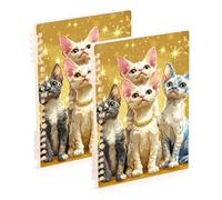 Amooorous Lot de 2 cahiers d'école à spirales format A5 avec motif chats Devon Rex 21,1 x 14,5 cm, couverture rigide, 60 feuilles pour voyage et écriture