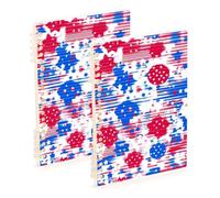 Amooorous Lot de 2 cahiers d'école à spirales résistants à l'usure de format A5 pour le jour de l'indépendance du 4 juillet, rouge, blanc, bleu, 21,1 x 14,5 cm, ligné large, 60 feuilles pour