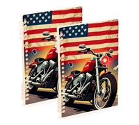 Amooorous Lot de 2 cahiers d'école rétro A5 motif drapeau des États-Unis 21,1 x 14,5 cm, reliure à spirale, 60 feuilles pour l'école et le bureau