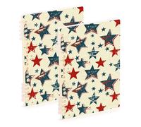 Amooorous Lot de 2 carnets à spirales à spirales de format A5 avec étoiles rouges et bleues du 4 juillet de 21,1 x 14,5 cm de large pour le travail et la salle de classe