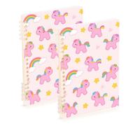 Amooorous Lot de 2 carnets à spirales lignés format A5 - Motif cheval arc-en-ciel rose - 21,1 x 14,5 cm - 60 feuilles pour le travail et la salle de classe