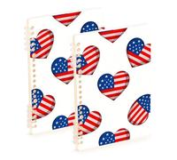 Amooorous Lot de 2 carnets à spirales lignés rouges et bleus de format A5 pour le 4 juillet - 21,1 x 14,5 cm - Résistant à l'usure - 60 feuilles pour planificateur et affaires