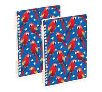 Amooorous Lot de 2 carnets à spirales rouges de format A5 avec marguerites rouges du 4 juillet de 21,1 x 14,5 cm de large et résistant à l'usure, 60 feuilles pour planificateur et entreprise