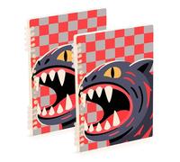 Amooorous Lot de 2 carnets de notes à carreaux rouges et gris format A5 de 21,1 x 14,5 cm de large avec reliure à spirales, 60 feuilles pour le travail et la salle de classe