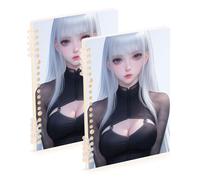 Amooorous Lot de 2 carnets de notes à spirale robustes à larges lignes 3D pour le travail et la ormat A5 - 21,1 x 14,5 cm