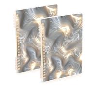 Amooorous Lot de 2 carnets de notes à spirales blanches en 3D de format A5, 21,1 x 14,5 cm, résistants à l'usure, à larges lignes, 60 feuilles pour voyage et écriture