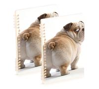 Amooorous Lot de 2 carnets de notes à spirales robustes format A5 avec gros carlin - 21,1 x 14,5 cm - 60 feuilles pour l'école et le bureau