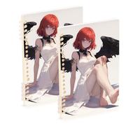 Amooorous Lot de 2 carnets de notes A5 à spirales avec motif ange d'anime, 21,1 x 14,5 cm, lignés pour le travail et la salle de classe