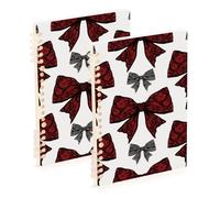 Amooorous Lot de 2 carnets de notes gothiques rouges et noirs avec nœud en dentelle - Format A5 - 21,1 x 14,5 cm - Fournitures scolaires à spirales pour l'université - 60 feuilles pour les voyages et