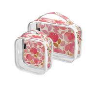 Amooorous Lot de 2 grandes trousses de toilette décoratives transparentes pour la Saint-Valentin, approuvées par la TSA - Conforme aux normes des compagnies aériennes - Bolsa de almacenamiento, Fleur