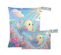 Amooorous Lot de 2 grands sacs humides à fermeture éclair pour bébés avec poignées pour la plage, le yoga